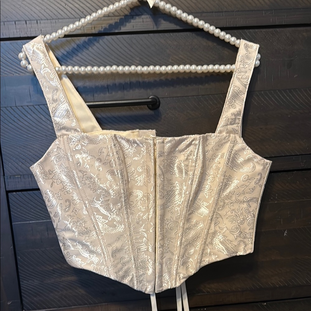 Elegant Cream Brocade Corset Top